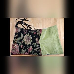 Floral Black and Green Corset